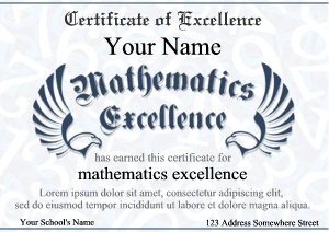 mathematics award certificate