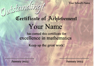 abastract certificate template, mathematics