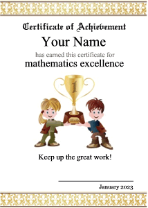 math certificate template, math trophy, award