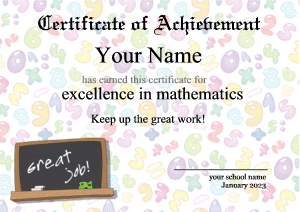 math certificate template