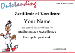 math certificate for kids
