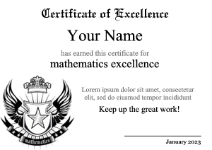 math certificate template