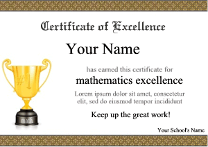 certificate template, math trophy