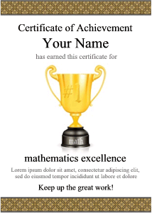 certificate, math contest winner