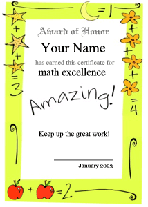 math certificate for kids