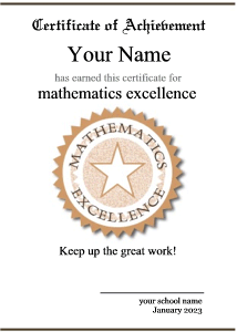 math certificate, official seal