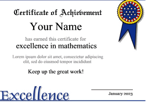 certificate template, blue ribbon