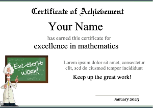 math certificate template for kids