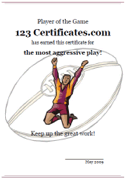 rugby certificate template