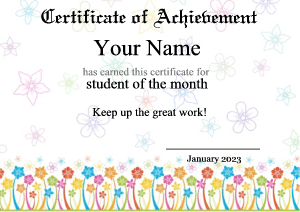 cute certificate template, flowers