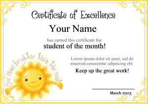 certificate template, sun, smiley face