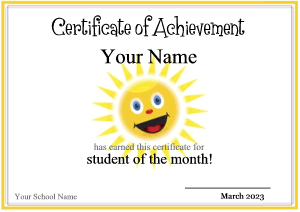 certificate template, sun, smile