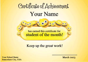 certificate template, smiley face background