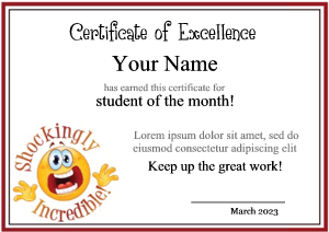 certificate template, surprise, shock