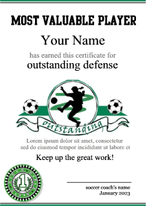 girls soccer certificate template