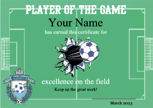 certificate template, soccer background