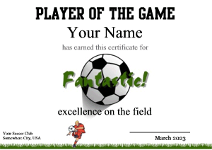 soccer certificate, soccer player, award border