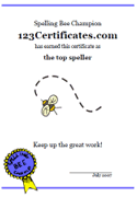 printable spelling bee prize