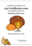 free Thanksgiving certificate template
