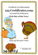 Thanksgiving contest award to print