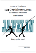 javelin award certificate template