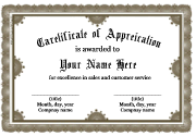 How do you word a certificate of recognition?