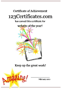writing award certificate