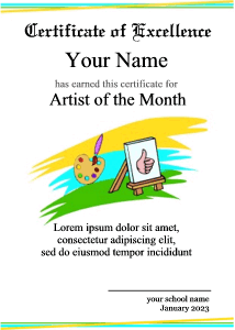 art award template, portrait