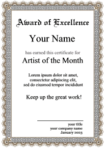 art certificate, blank, classic border