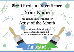 art certificate, paint splatter background