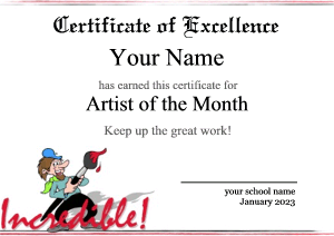 art certificate, painter, painting contest