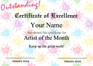 certificate template, pastel, paint blotches