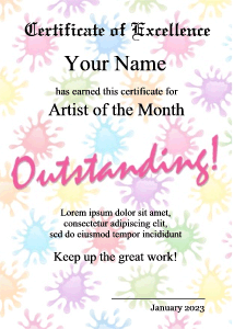 art certificate, paint blotch border