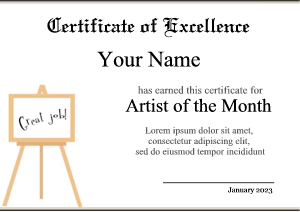 certificate border, easel, blank