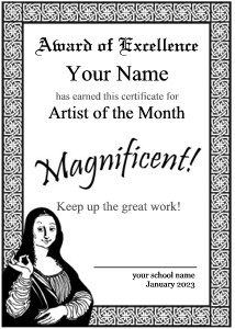 certificate template, mona lisa