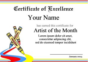 art award certificate template