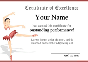 ballerina certificate template