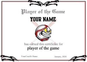 baseball certificate, cool character, monster ball