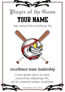 baseball certificate template for little league