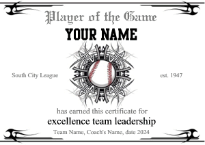 cool baseball certificate border