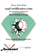 baseball certificate templates