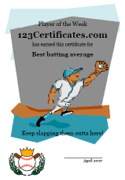 baseball certificate ideas