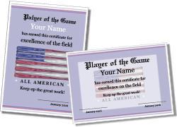 USA baseball certificate template