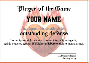 cool basketball award template, fire, flames