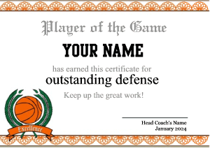 basketball award, player of the game