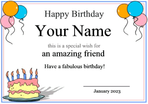 birthday certificate template