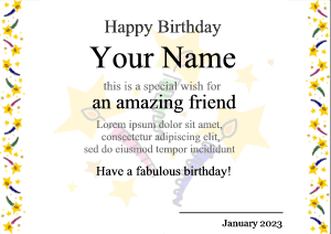 birthday certificate