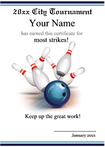 bowling certificate with border