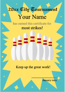 bowling certificates for kids