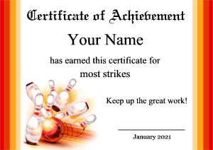 bowling certificate template